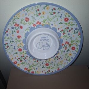 New Dolly Parton 12" Chip and Dip  Dish Flowers Party Kitchen Snacks Cottagecore